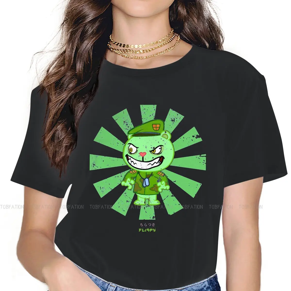

Ретро Flippy женская одежда Счастливое дерево друзья Cuddles Giggles аниме графика женские футболки винтажные готические свободные топы Футболка ...