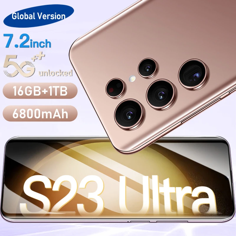 

New s23 ultra smartphone 5g original unlocked phone 6800mAh android mobile phones 16G+1TB 7.2inch HD Global Version cell phone