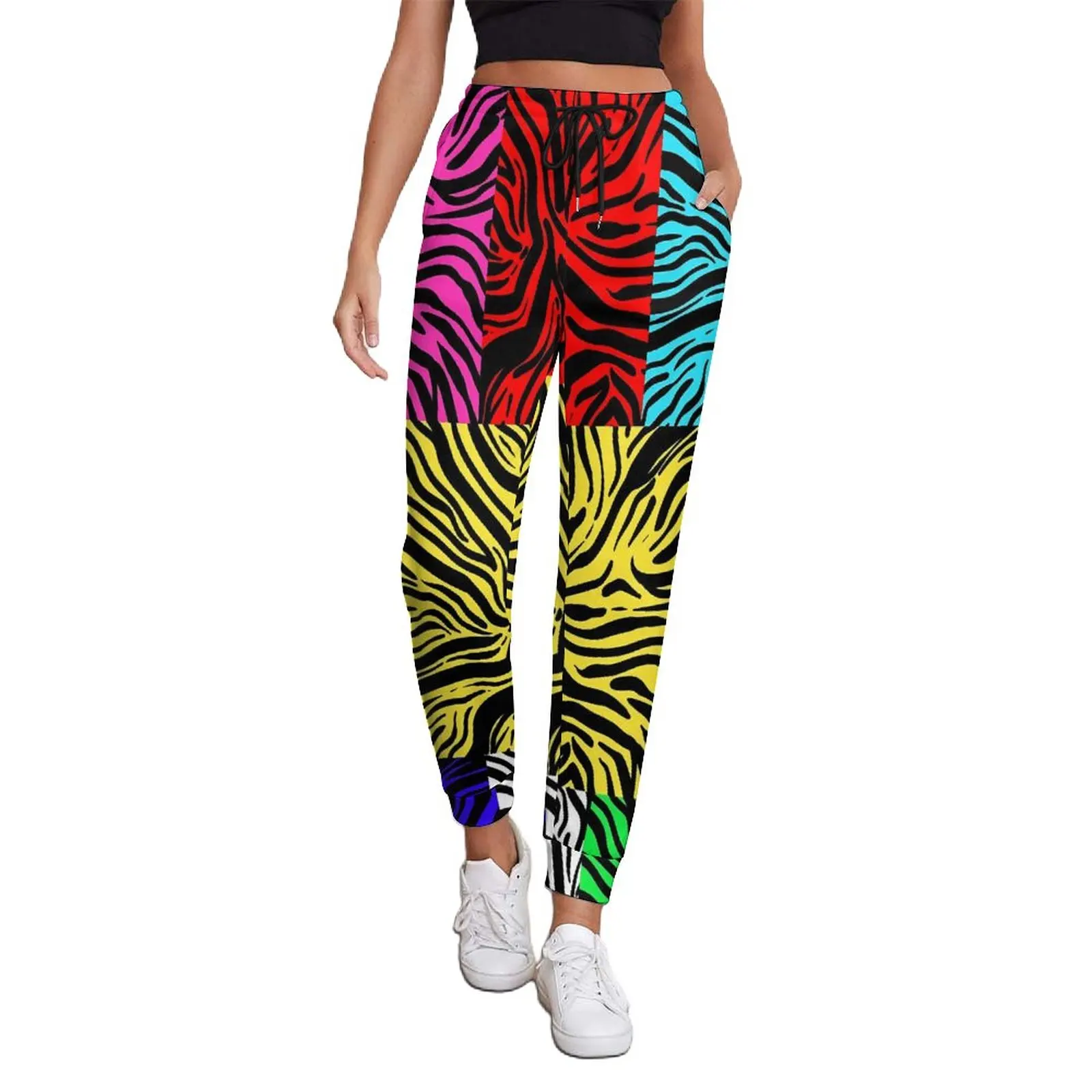 

Patchwork Print Jogger Pants Rainbow Stripes Casual Big Size Joggers Spring Ladies Custom Y2K Trousers