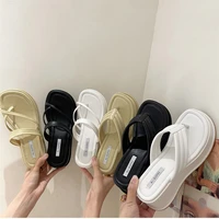 women 2022 summer platform slippers clip toe solid wedges shoes outdoor beach high heel ladies shoes casual slides flip flops