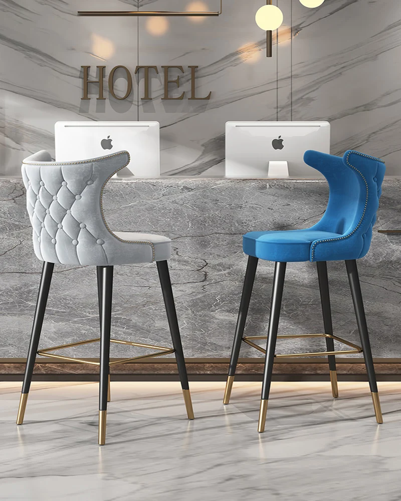

Light Luxury Bar Chair Modern Simple Hotel Cafe High Stool Cloth Bar Chair Household Bar Chair Bar Table Furniture for Home