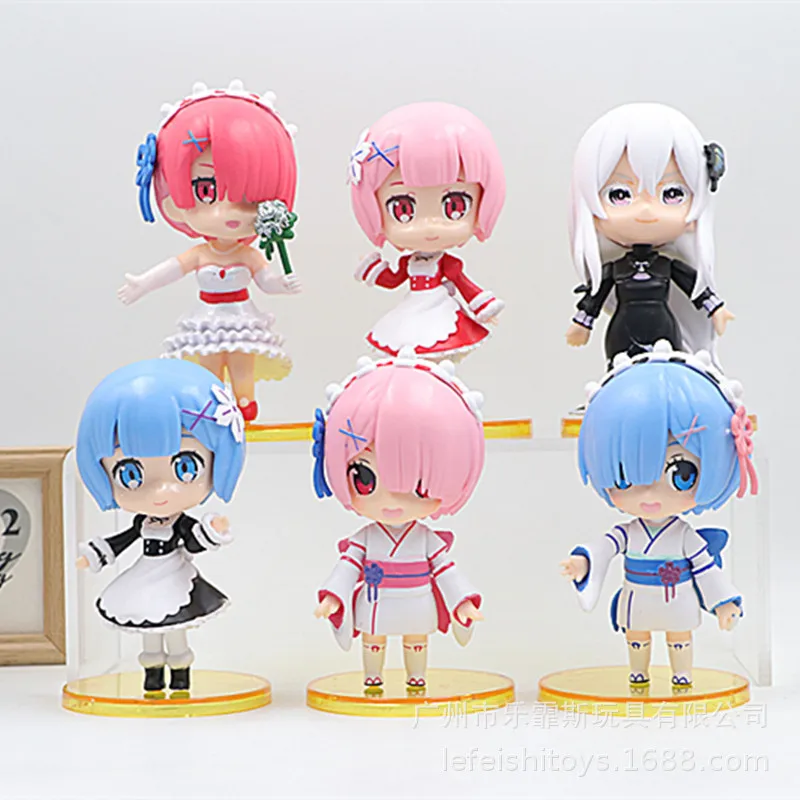 

Милая фигурка Rem Ram 6 Q-версия, начиная от царапин в другом мире, мультяшная кукла Rem, кукла гатяпон, игрушечная машинка, украшения