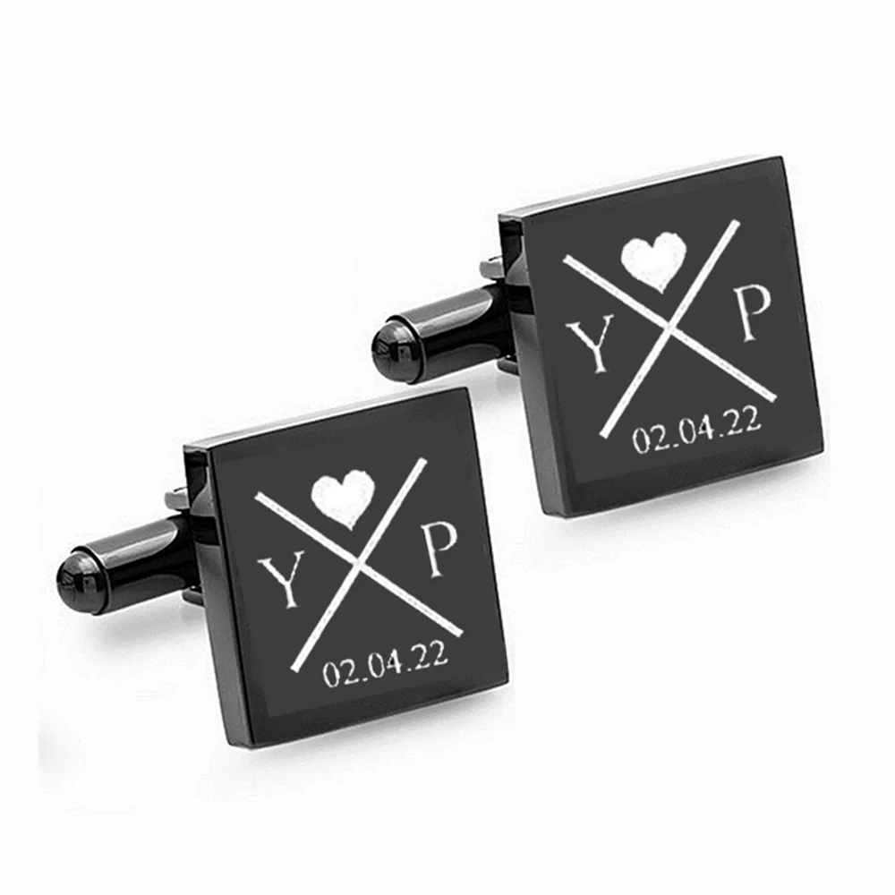 

Personalized Irregular Square Name Cufflinks Custom Engraved Initial CuffLink Wedding Groom Gifts Business Party Men Jewelry