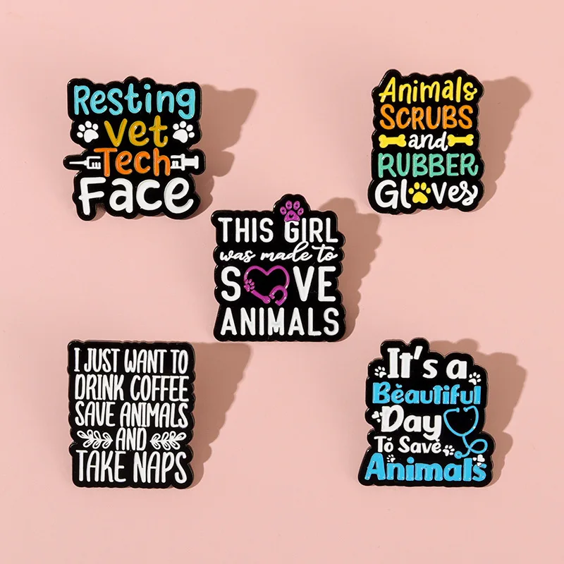 

Let's Save Animals Enamel Pins Custom Quotes Slogan Brooches Volunteer Lapel Badges Dog Cat Paws Jewelry Gift for Kids Friends