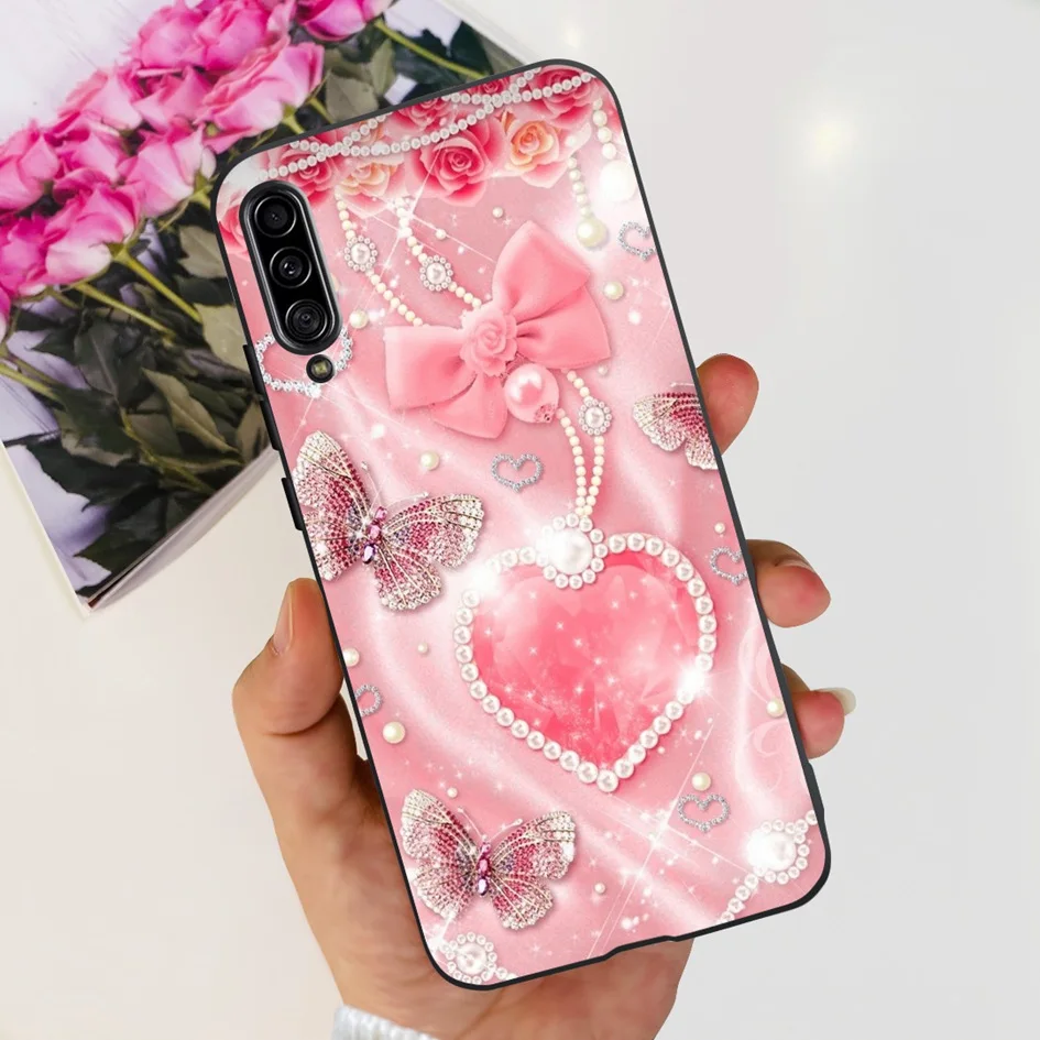 For Samsung A90 5G Case Colorful Flower Soft Silicone Bumper Back Cover Galaxy Phone A 90 SM-A908N Funda
