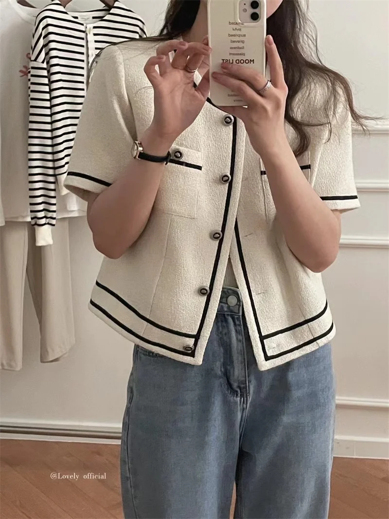 

Lovely Graceful Short-Sleeved Top Women's Summer 2022 Socialite Short Elegant All-Match Petite Thin Jacket