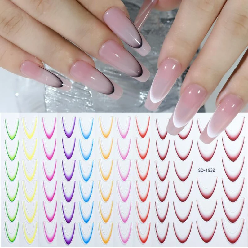 Наклейки для ногтей с французским градиентом наклейки сделай сам ногтевого