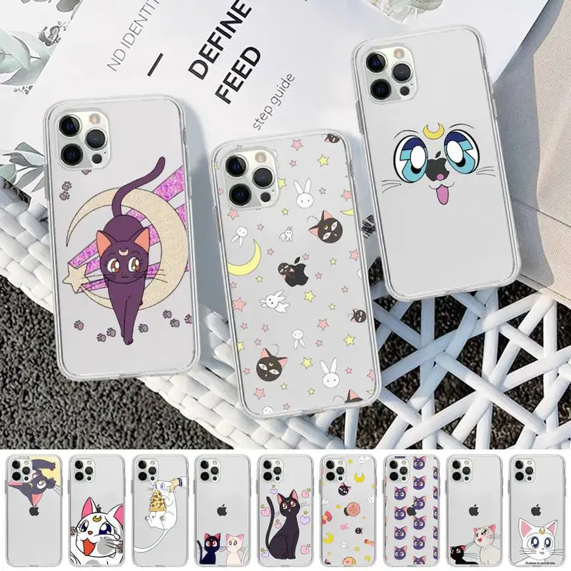 BANDAI милые комиксы Сейлор Мун Луна Кот кавайный чехол для телефона iPhone 11 12 13 mini pro XS