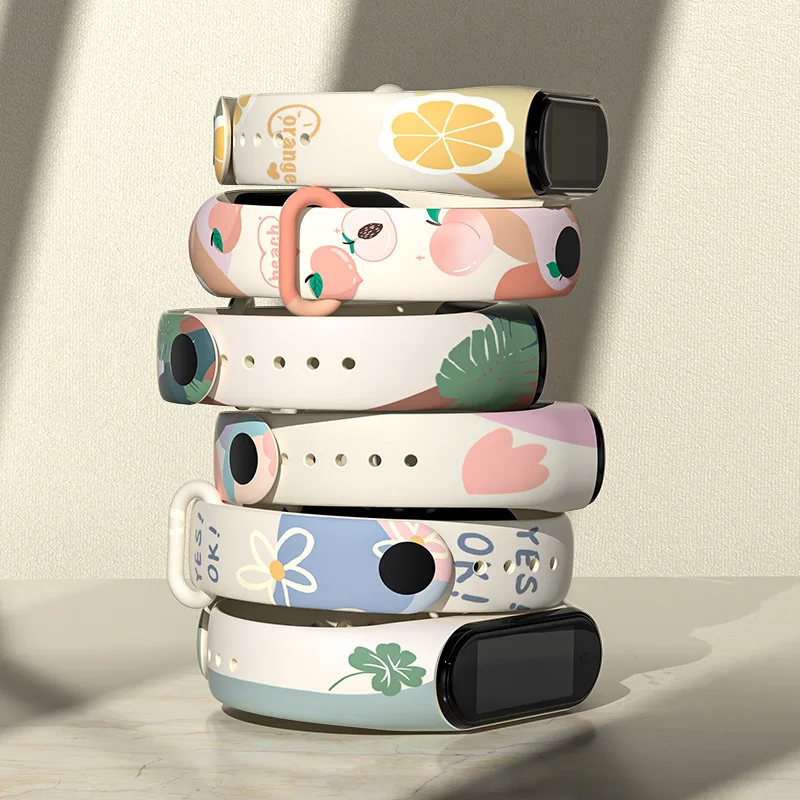 

NEW For Xiaomi Mi Band 6 5 4 3 NFC Strap Band Silicone Watercolor Printing Pattern Blet Xiao MI 4 3 Watch Band Bracelet Wrist