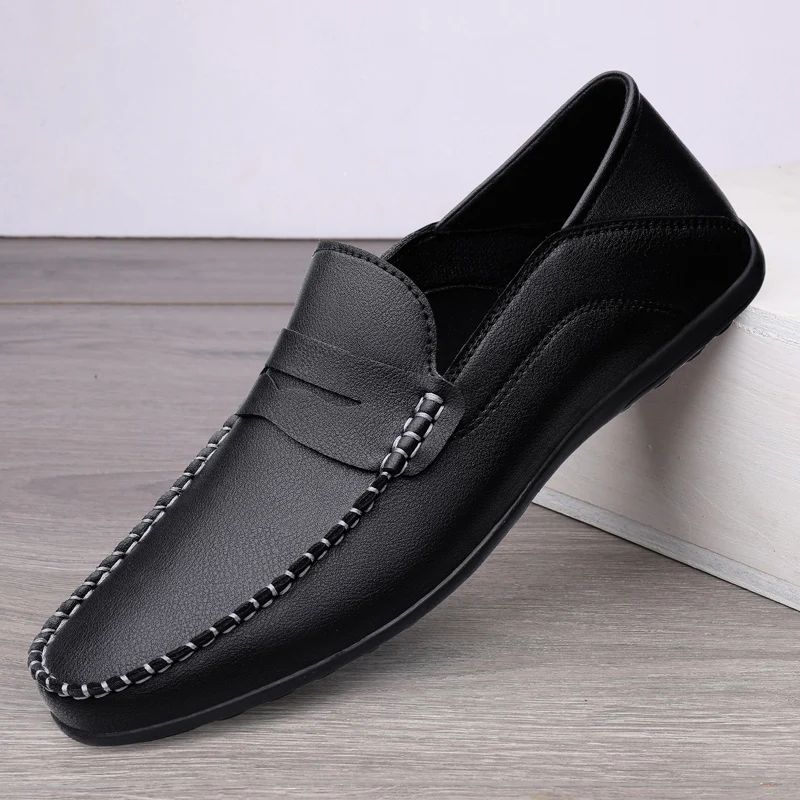 

Fashion New Quality Men Loafers Microfiber Soft Comfort Male Flats Shoes Lightweight Slip-on Zapatos De Hombre Casual All-match