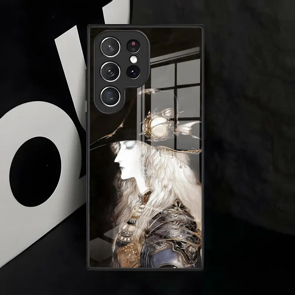 Фото Чехол для телефона Yoshitaka Amano для Samsung S26 S25 S24 FE S23 S22 S21 Plus S20 Ultra Note20Ultra, черный стеклянный чехол №5