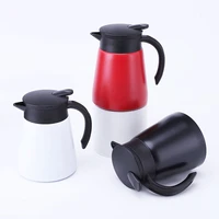 coffee pot 680ml stainless steel double wall vacuum flask cool handle non slip silicone bottom thermos milk tea water jug kettle
