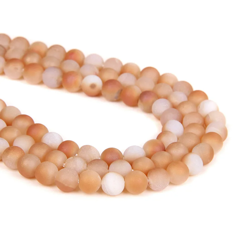 

6/8/10mm Natural Stone Beads Matte Champagne Agates Round Spacer Loose Beads For Jewelry Making DIY Bracelets Accessories Gifts