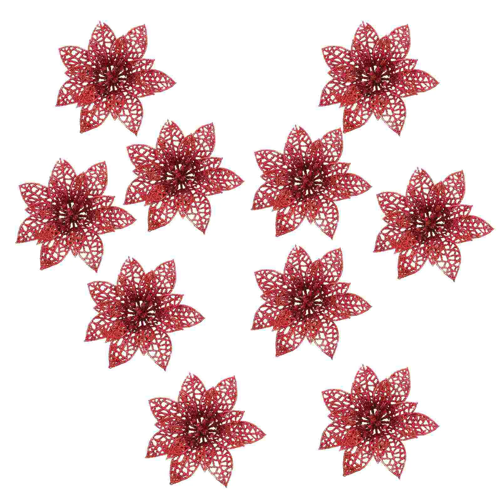 

Poinsettia Flower Christmas Tree Ornaments Flowerspicks Small Simulated Artificial Red Garlands Ornament Fake Hollow Poinsettias