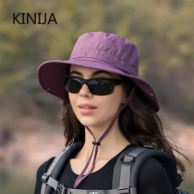 Women Quick Drying Bucket Cap Summer Unisex Outdoor Fishing Climbing Hiking Fisherman Hat Men Dual Sun Protection Visor Hat