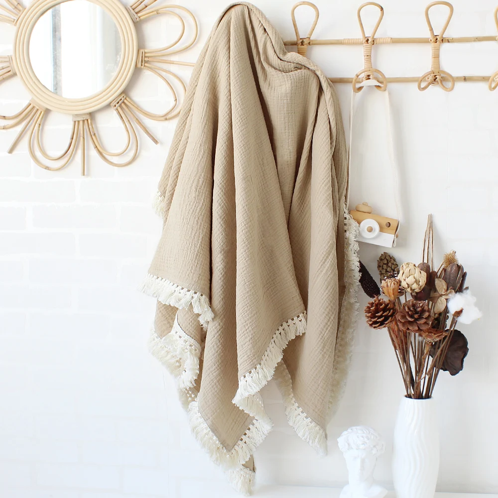 Детское одеяло с оборками для новорожденных хлопковые муслиновые пеленки