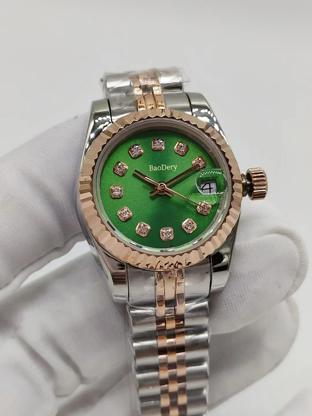 Женские Элегантные часы с бриллиантами 26 мм модель нержавеющая сталь 904 ремешок