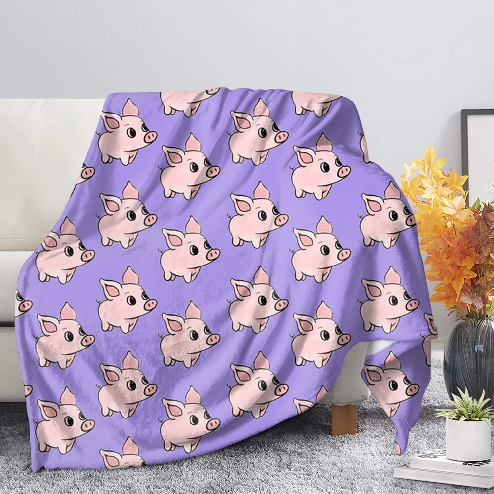 

Throw Blanket on Bed Sofa Bedding Blankets for Adult Kids Quilt Travel Sherpa Cute Pig Pink Fleece Blanket Soft Warm Bedroom