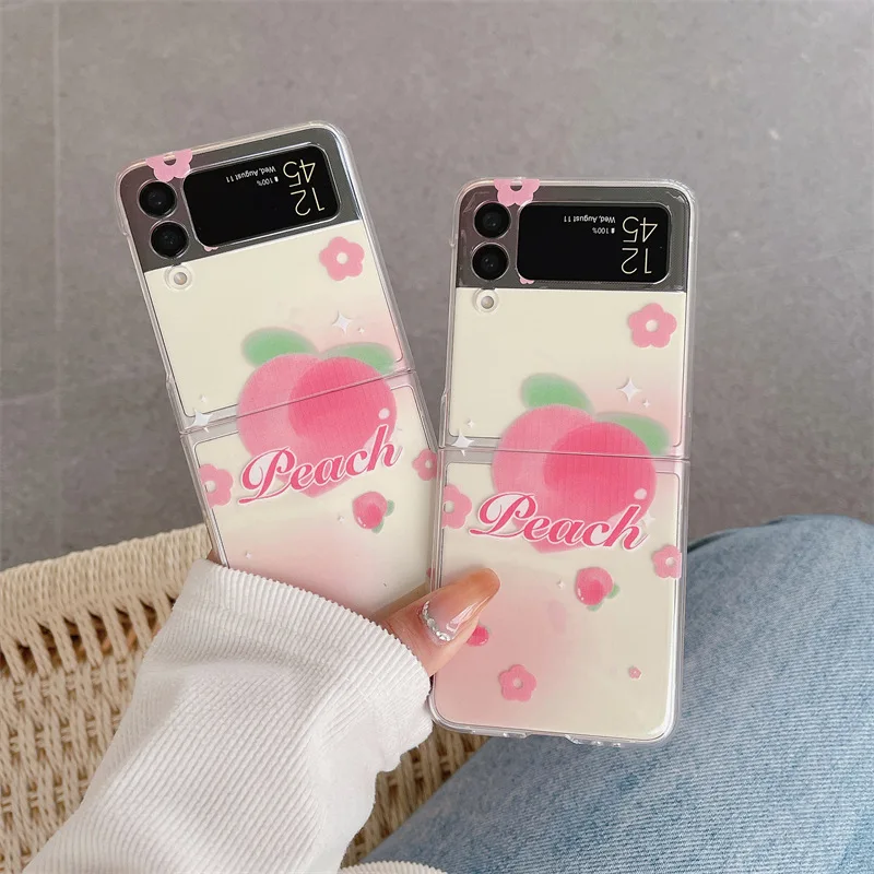 

Fresh Painted Fruits Honey Peach Phone Case for Samsung Galaxy Z Flip 3 Z Flip 4 Hard PC Back Cover for ZFlip3 ZFlip4 Case Shell