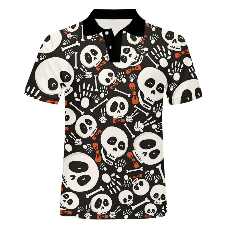 

IFPD EU Size Hip Hop 3D Polo T Shirt Cute Skull Print Men's Polo Shirts Summer Terror Short Sleeve Harajuku Top Dropshipping