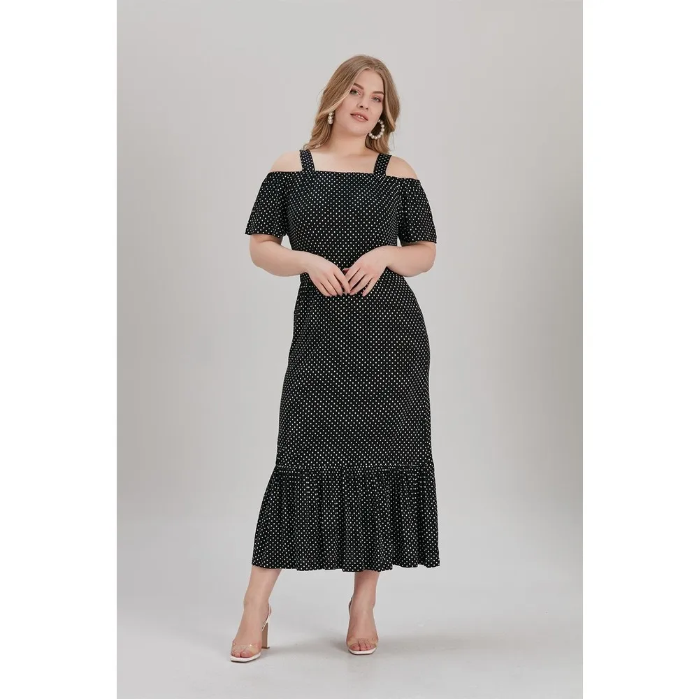 

Женский комбинезон в горошек, на плечах