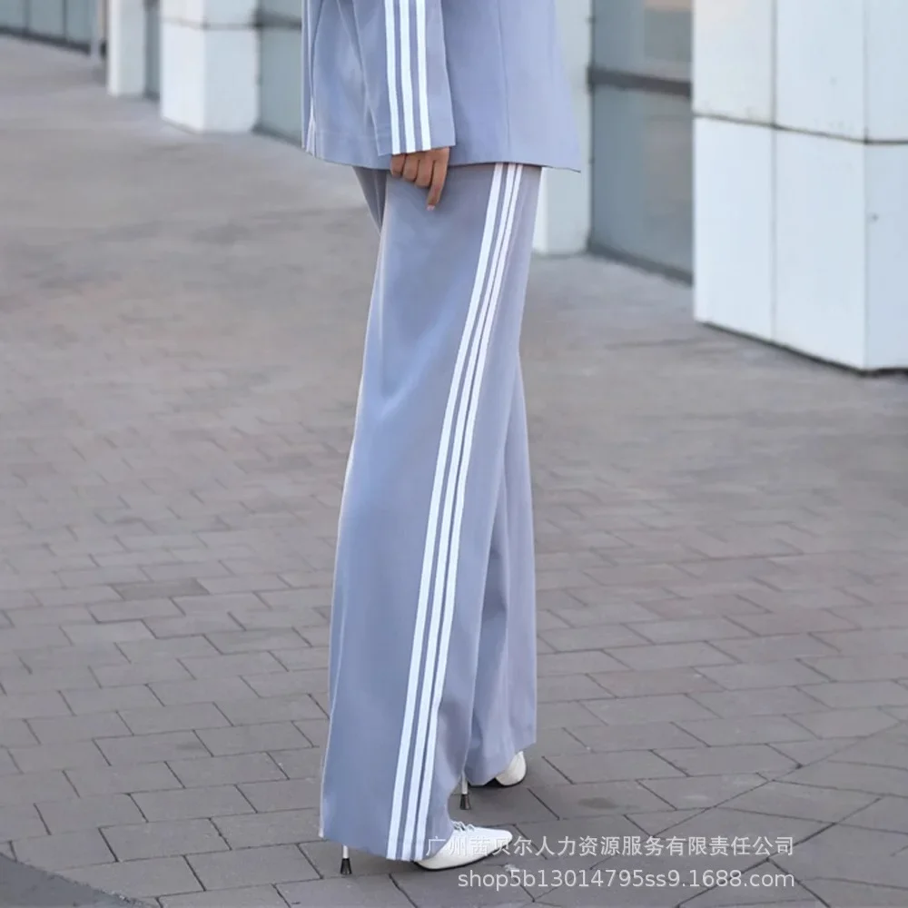 Комплекты брюк костюм из двух предметов элегантный женский пиджак полосатый