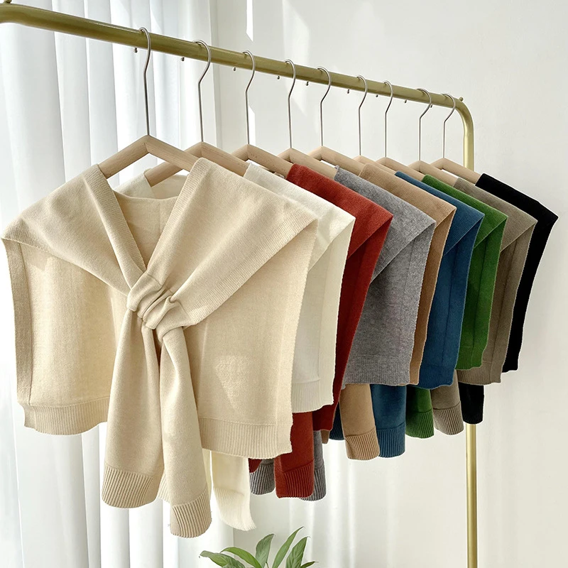 

Knitted Shawl Women's Autumn And Winter Cross Big Shawl Fashion All-Match Solid Color Scarf