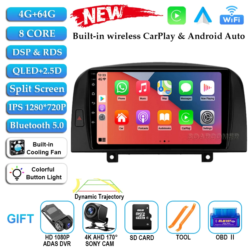 

Android 15 для Hyundai SONATA NF 2004 2005 2006 2007 2008 Carplay Автомобильный радиоприемник Мультимедийный плеер GPS-навигация BT DSP NO 2DIN DVD