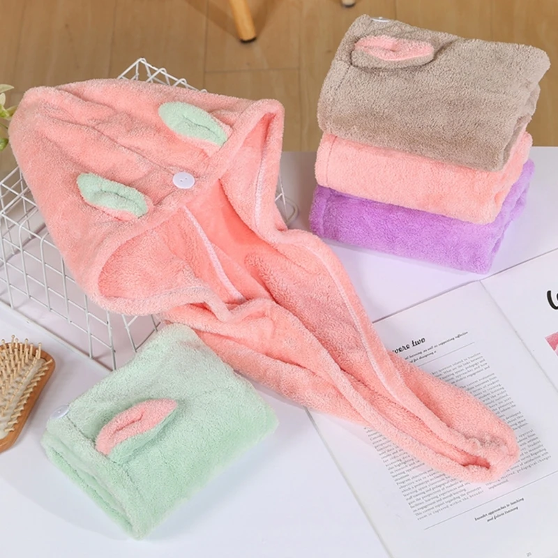 

Women Hair Drying Hat Quick-dry Hair Towel Cap Bath Hat Solid Towel Cap Super Absorption Turbans Hair Dry Cap for Long
