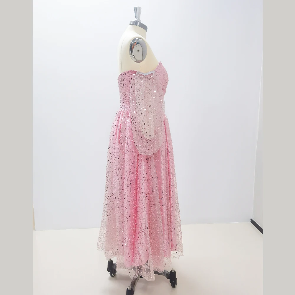 Красивое Розовое Вечернее платье с блестками и открытыми плечами новые модные