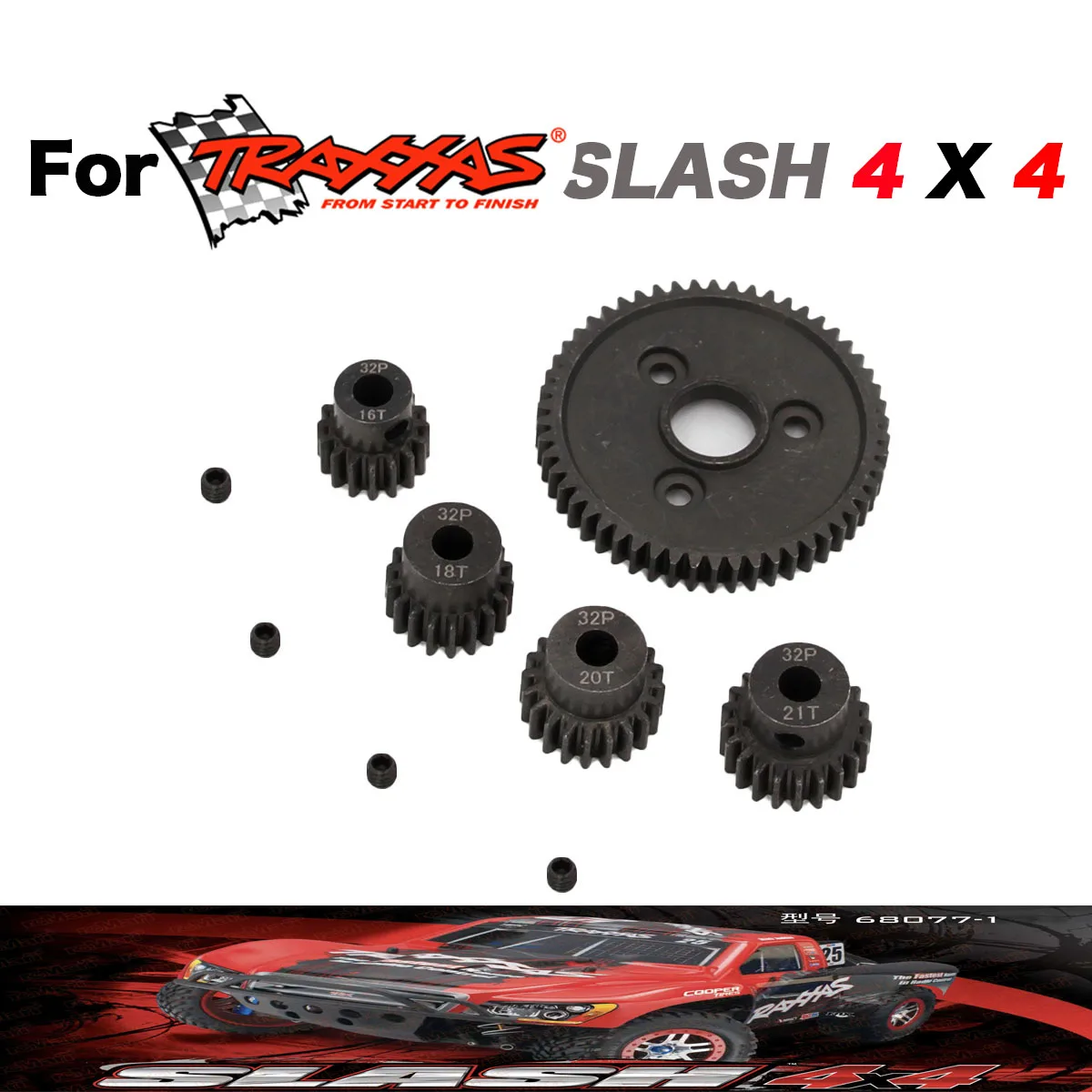 Traxxas Slash 32P Steel Metal Gear 54T / 15T 17T 19T Motor Pinion Gears for 4x4 Stampede 4x4 VXL Rustler 4X4 E-Revo T-Maxx