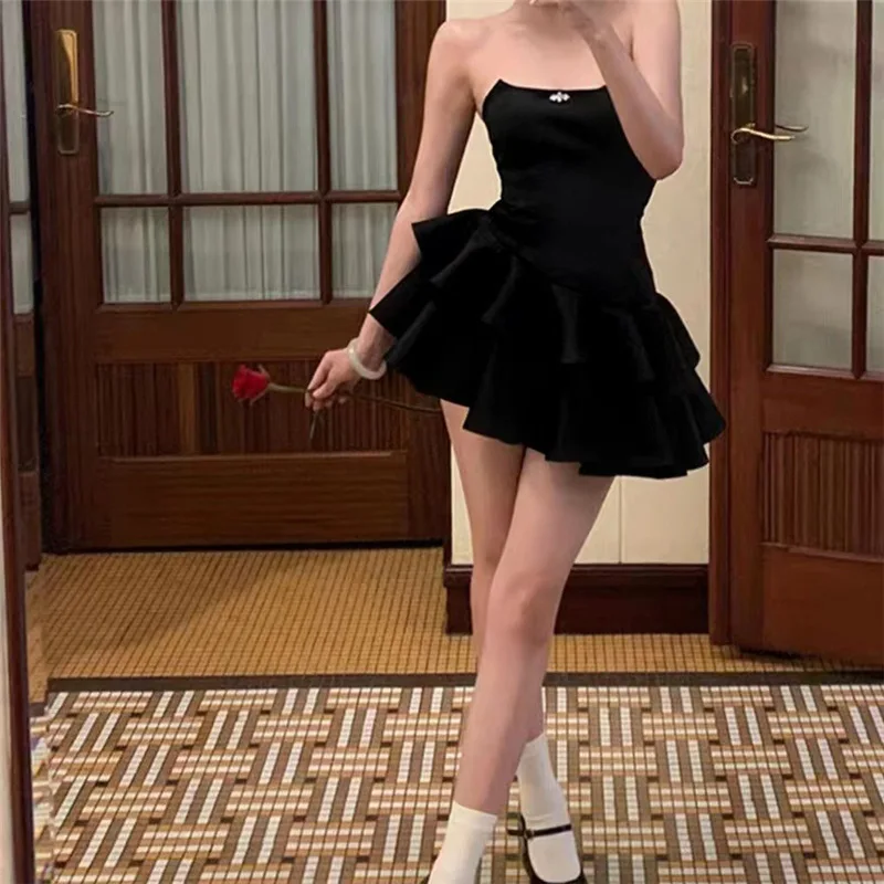 

Europe Streetwear 2023 Spring Summer Sexy Women Splice Dress Design Style Clothes Formal Elegant Evening Party Dresses Robe Y2k