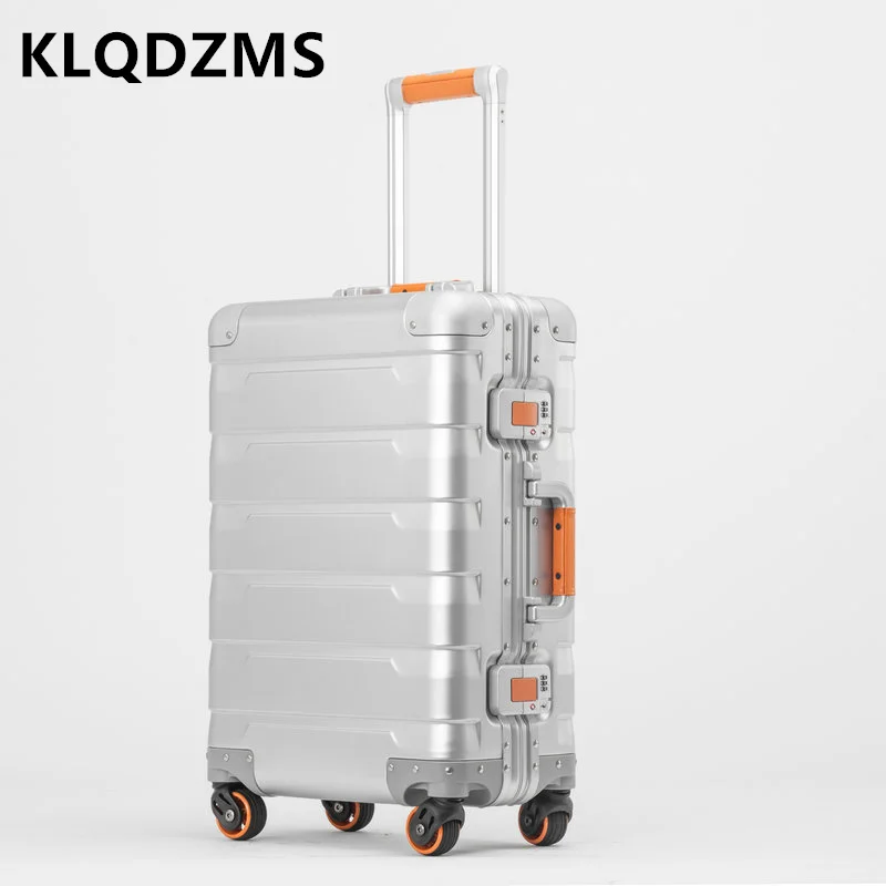 KLQDZMS New All-aluminum Magnesium Alloy Trolley Case For Men And Women 20 Business Cabin Luggage 24 Aluminum Frame Suitcase