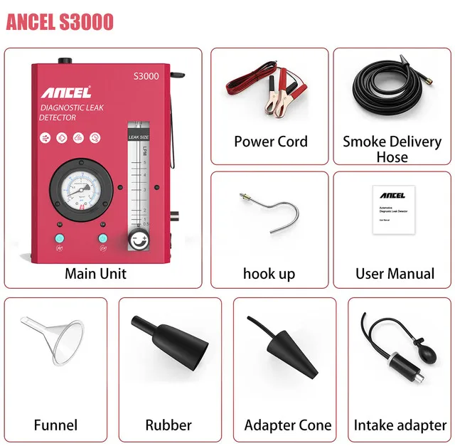 

ANCEL S3000 Car Smoke Detector Car Accessori Smoke Generator Smoking Leak Detector Exhaust Systems Smoke Pipe Mechanical Worksho