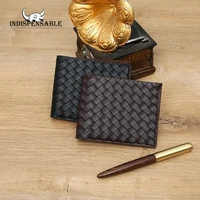 indispensable woven wallet pu leather luxury mens wallet thin promotion purses for male cardholder cheap 2022 card holder