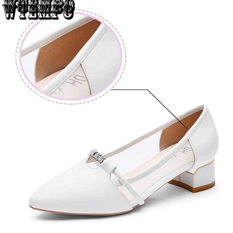 WTEMPO Woman Sandals Fashion Sweet Slip on Heel Pumps for Ladies Casual Shallow Mouth Pointed Toe Comfort Shoes Dropshipping