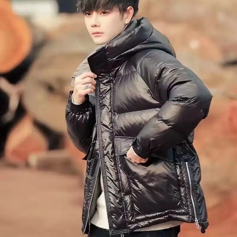 Winter Hooded Jacket Men Parkas Warm Long Sleeve Thick Coat Zipper Outerwear Puffer Korean Fashion Coats