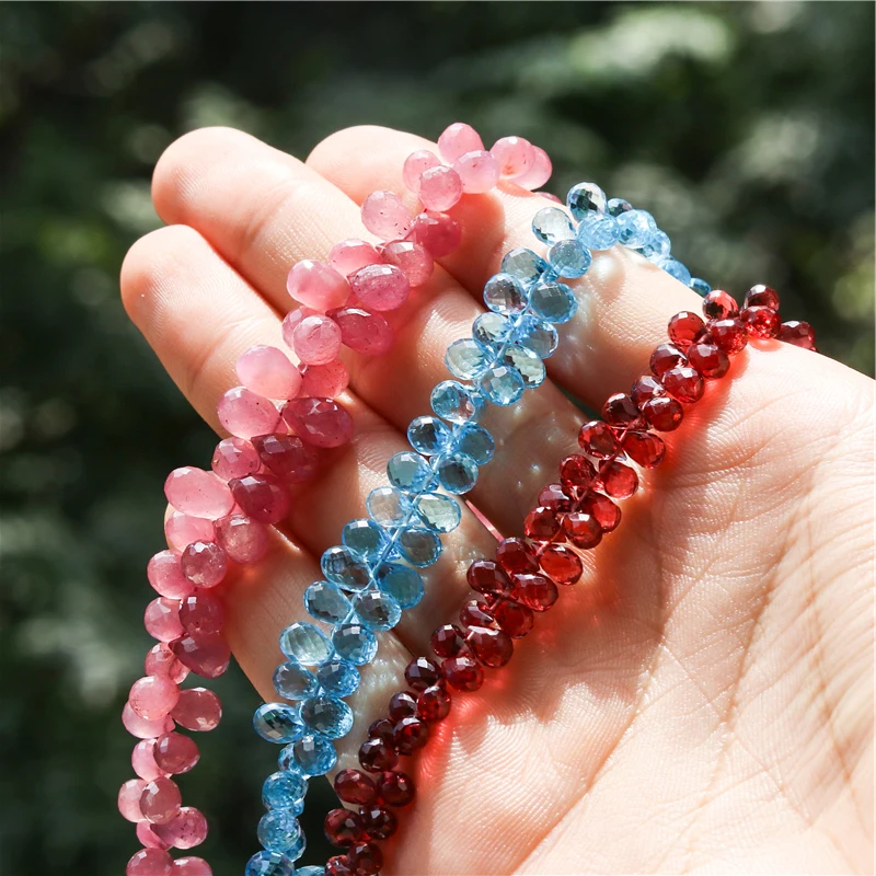 Натуральный камень 7A топаз аметист рубин лунный гранат цитрин перидот бриолет