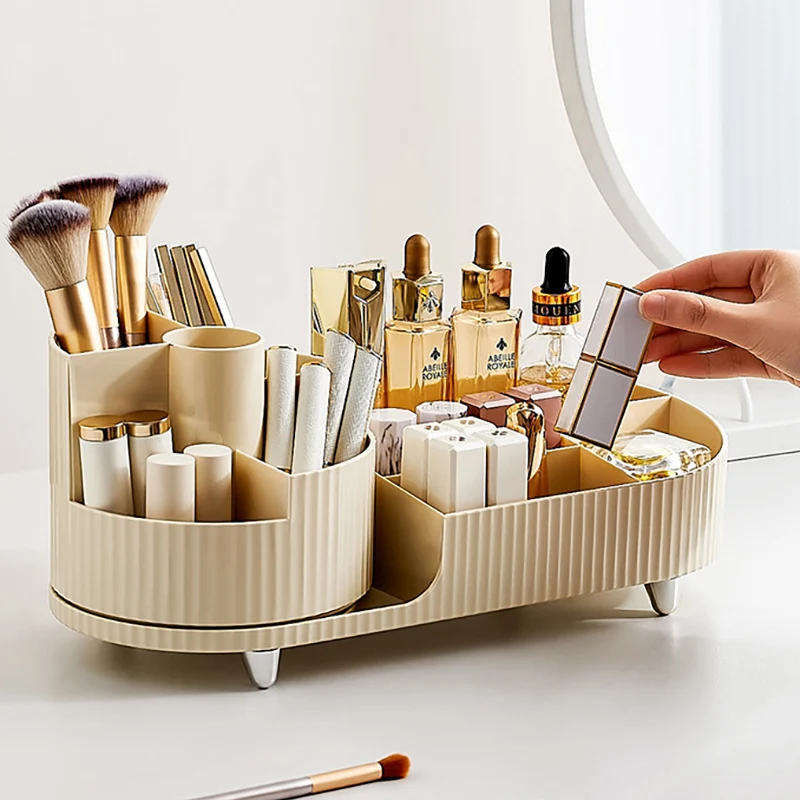 

360° Rotating Cosmetics storage box Desktop large capacity makeup brush Lipstick eye shadow Powder puff storage rack