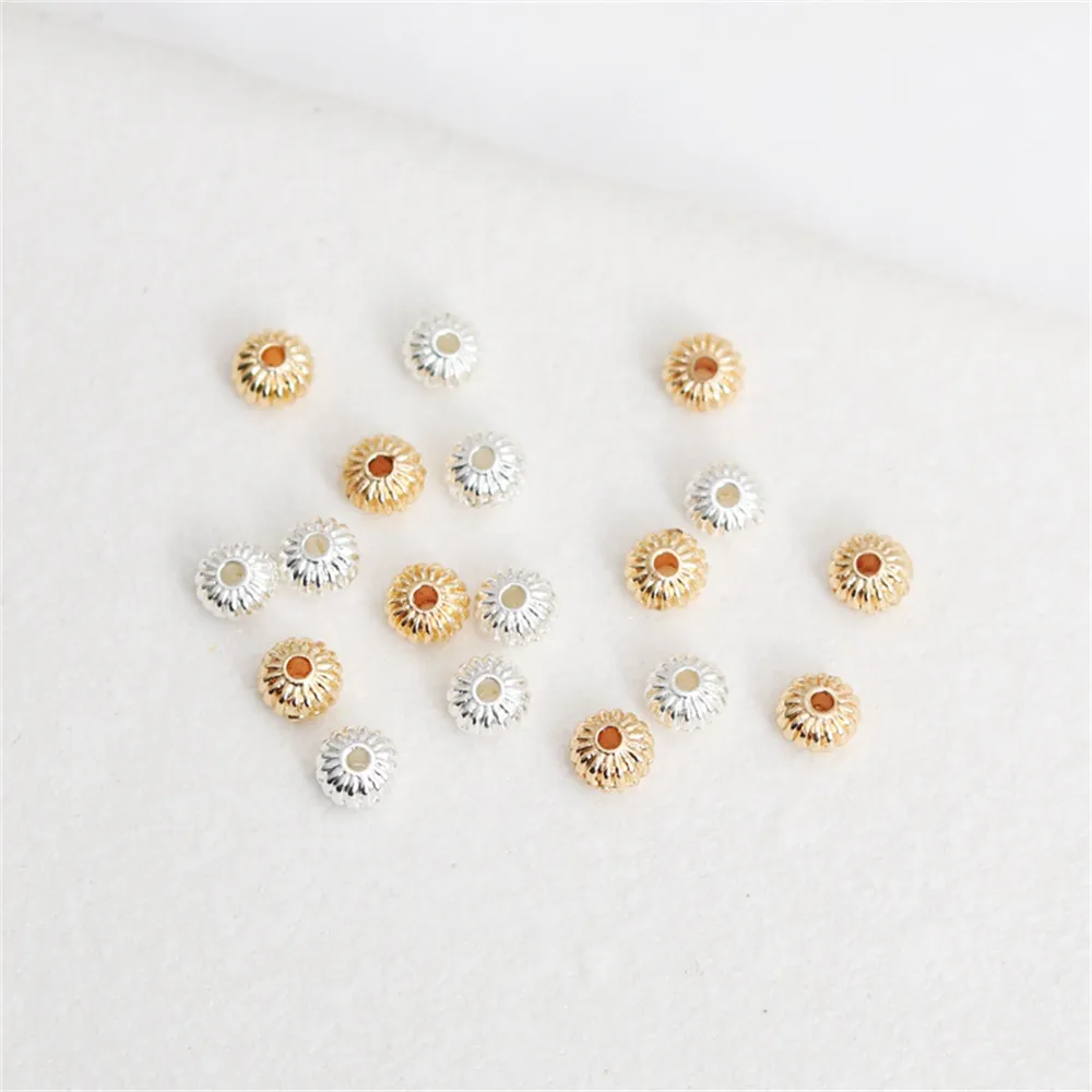 

14K Gold Plated 5*3mm Flat Melon Bead Wheels Pumpkin Beads DIY Handmade Jewelry Accessories String Separated Scattered Beads