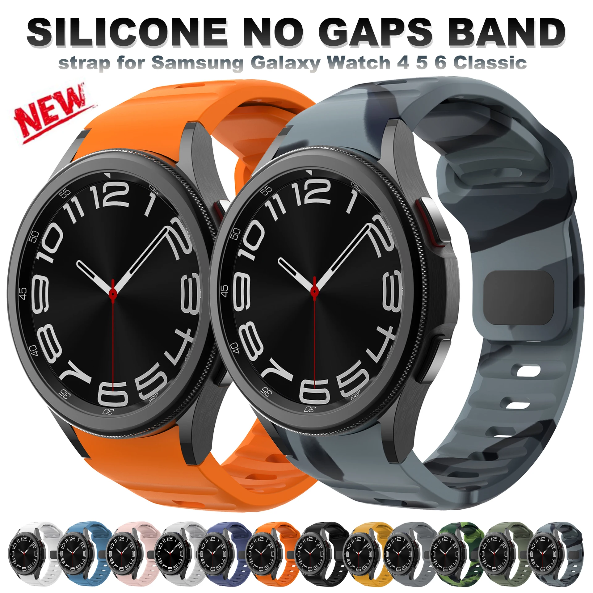 

Silicone no gaps band correa for Samsung Galaxy Watch 5 4 6 40mm 44mm Classic 47mm 43mm 42 46mm 5 pro 45mm bracelet rubber strap