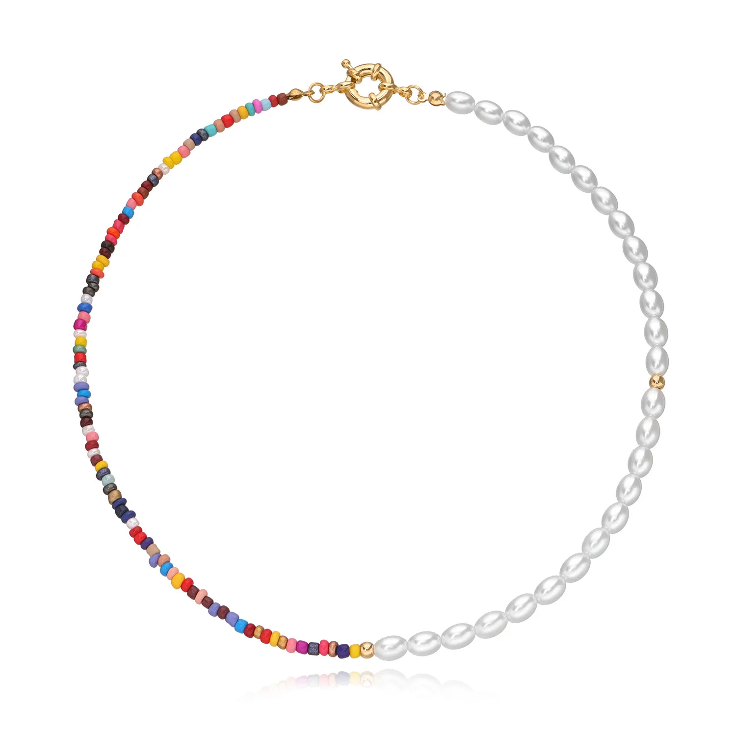 Bohemian Bead Pearl Choker Necklace for Women Girl Teen Men Handmade Colorful Seed Beaded Boho Choker Y2K Jewelry