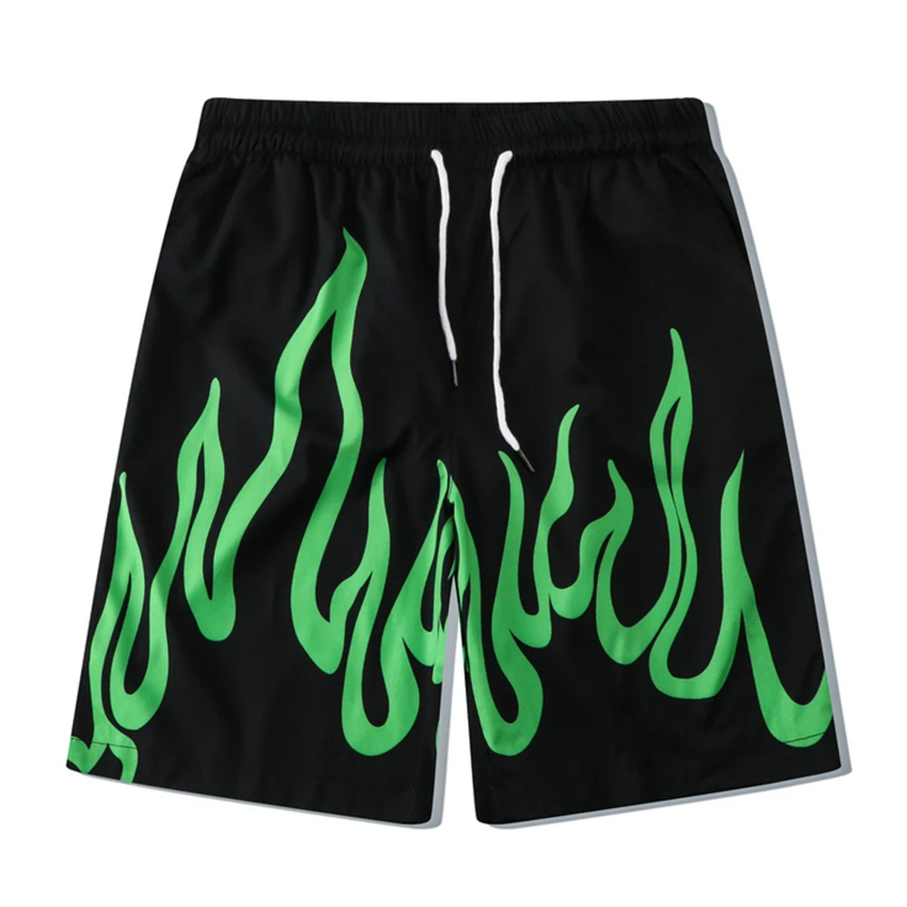 Short-sleeved Shirt Shorts Two-piece Men's Trendy Brand Fashion All-match Casual Suit Street Personality Flame Print Loose