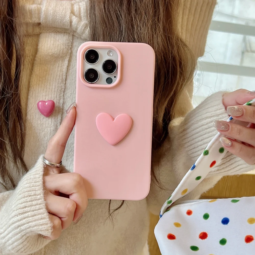 Яркий цвет 3D Love Heart Skin Feel Безграничный мягкий матовый чехол для телефона iPhone 11 12 13