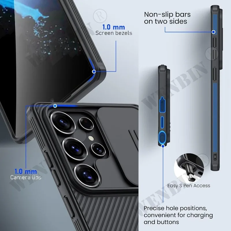 Чехол для Samsung S25 S24 S23 Ultra Plus CamShield Pro магнитный слайд-камера задняя крышка защитная