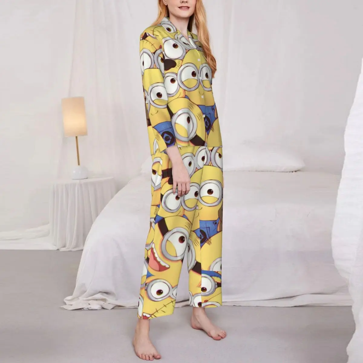 Женский пижамный комплект Minions из 2 предметов для женщин повседневный костюм с
