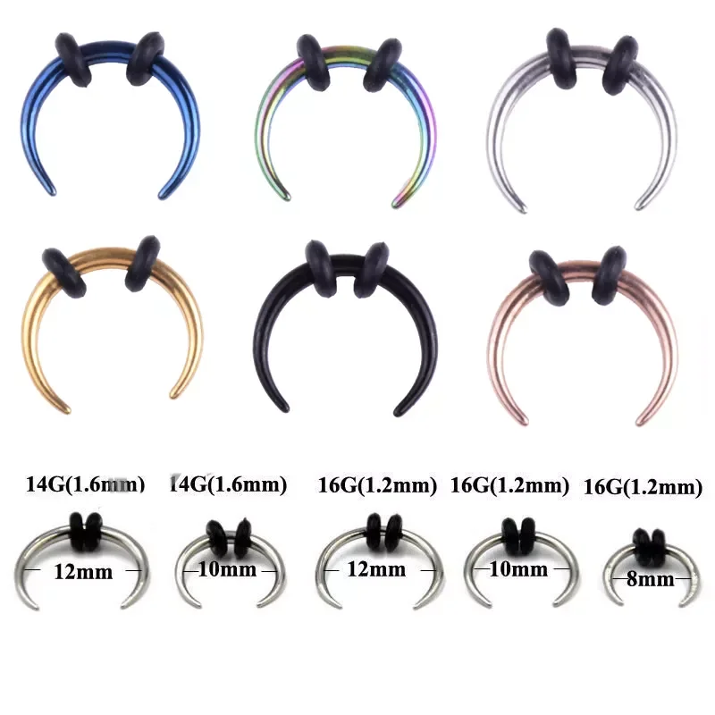 

Piece Surgical Steel OX Horn Vintage Nose Septum Hoop Rings Ear Septum Clicker Horseshoe Nose Ear Taper Piercing Body Jewelry