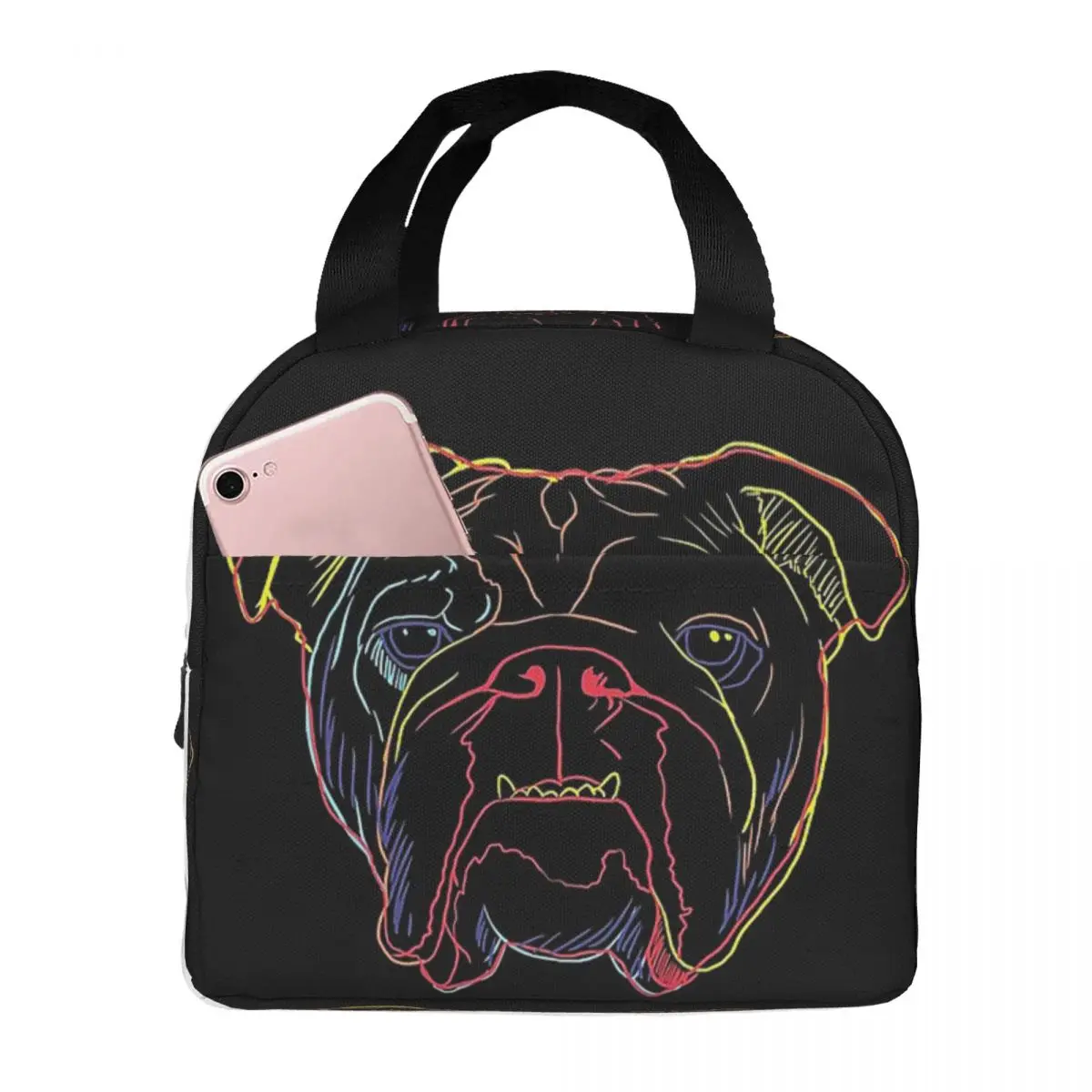 Dog English Bulldog Puppy Lunch Bag Portable Insulated Oxford Cooler Bags Art Thermal Cold Food Picnic Lunch Box for Women Kids