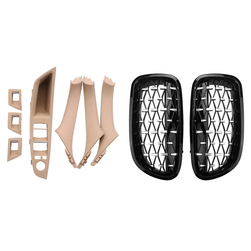

1Set For Bmw 5 Serie F10 F11 520 525 Door Handle Inner Door Panel Pull Trim & 1 Pair 5 Series F10 Front Kidney Grille
