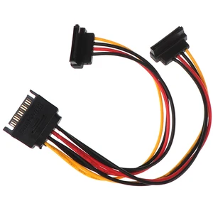 1pc 90 Degree SATA 15-Pin Male To 2 X 15P Female Y Splitter Adapter Sata Power Cable For HDD Hard Drive